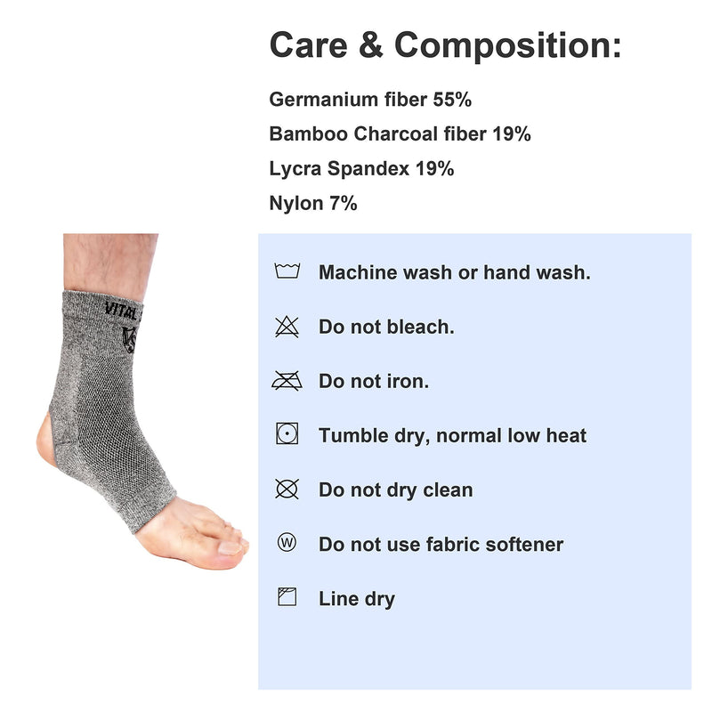 [Australia] - Vital Salveo- Open Toes Compression Germanium and Bamboo Charcoal Ankle Sleeve/brace with Arch Support, Eases Swelling and Achilles tendon (1PC) Light Grey(Opening Heel) X-Large(Opening Heel) 