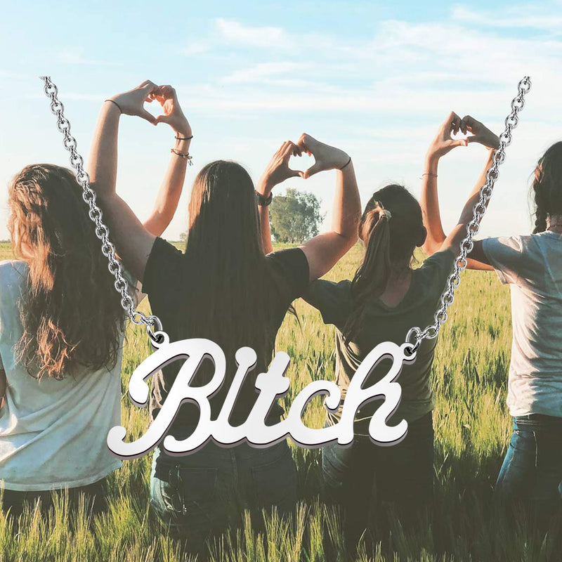 [Australia] - WSNANG Best Friend Necklace Besties Gift Bitch Pendant Necklace Friendship Jewelry BFF Birthday Gift Sister Gift Bitch Necklace 