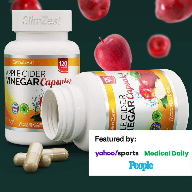 [Australia] - Apple Cider Vinegar - 120 Capsules - 1000mg Daily Dosage - Premium Quality Supplement - 60 Days Supply - UK Made - Vegan Suitable - Apple Cider Vinegar Capsules 