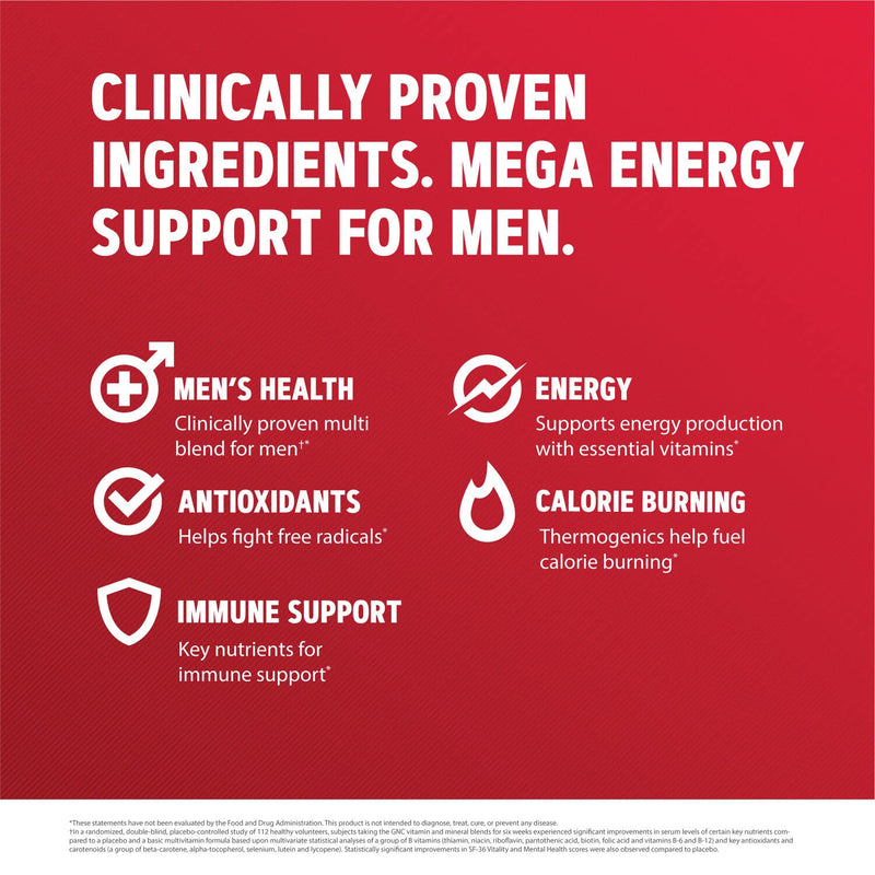 [Australia] - GNC Mega Men Energy and Metabolism Multivitamin for Men, 180 Count, for Increased Energy, Metabolism, and Calorie Burning 90 Servings (Pack of 1) 