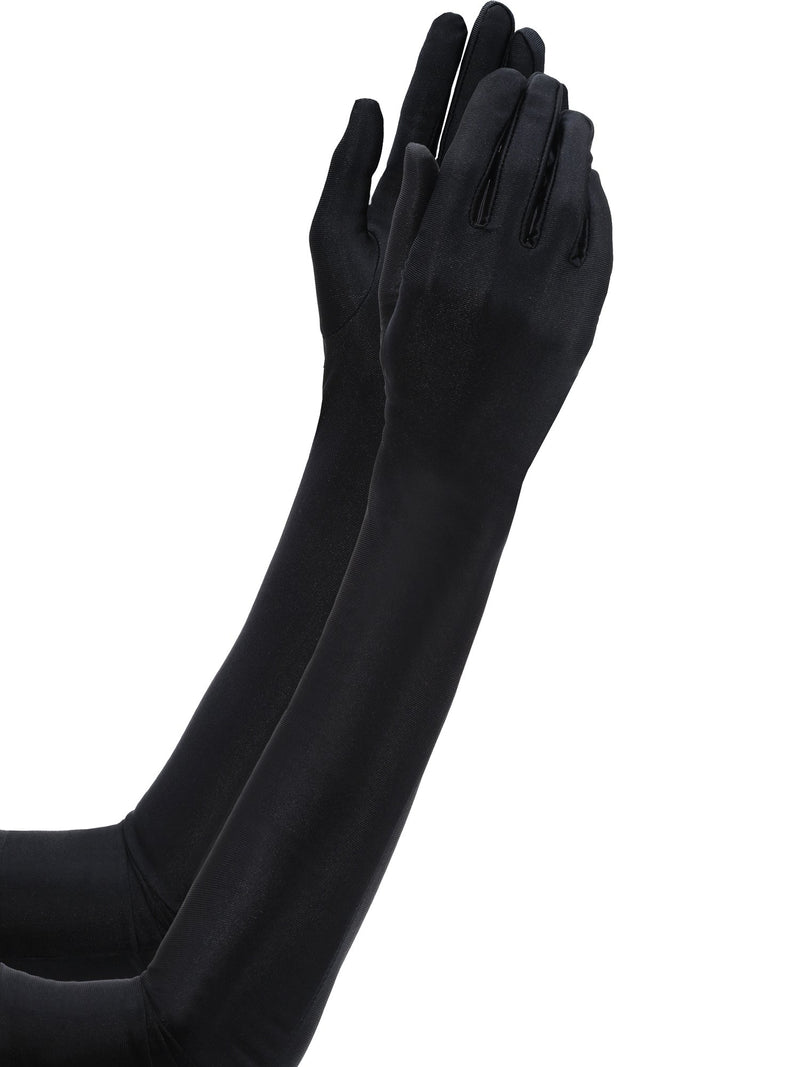 [Australia] - Jetec 3 Pair 1920s Opera Gloves Classic Long Satin Gloves Elbow Length 22 Inch Gloves Adult Size for Women and Girls Black 