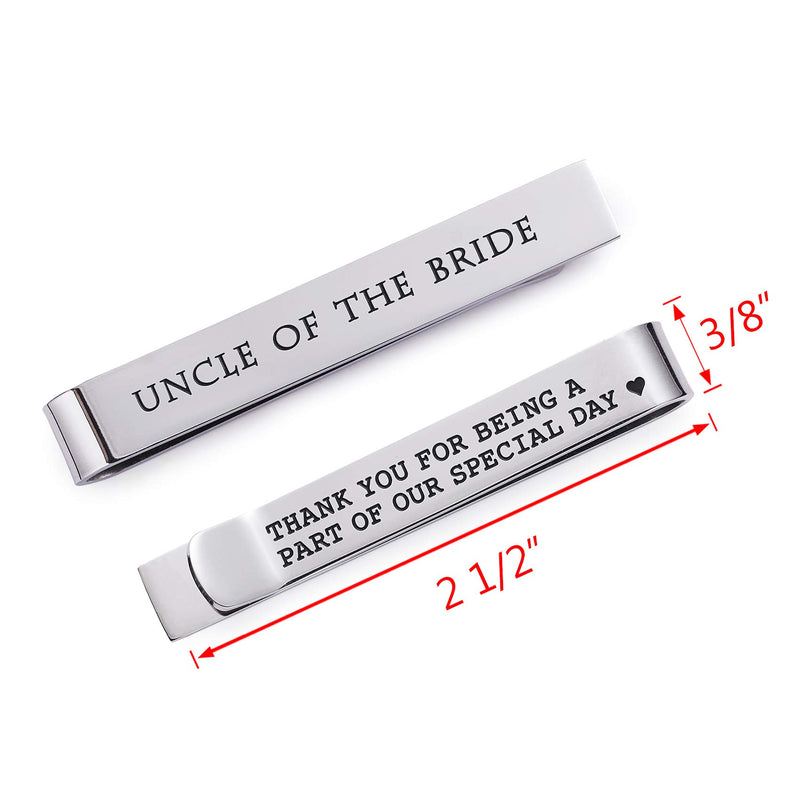 [Australia] - Uncle of The Bride Tie Clip Stainless Steel Tie Bar Thank You for Being A Part of Our Sepcial Day Wedding Family Reunion Gift Best Uncle Ever Uncle of the Bride 