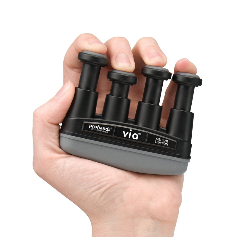 [Australia] - PROHANDS VIA Hand Exerciser, Finger Exerciser (Hand Grip Strengthener), Spring-Loaded, Finger-Piston System, Isolate and Exercise Each Finger 6 lb (Medium Tension) Black - Via 
