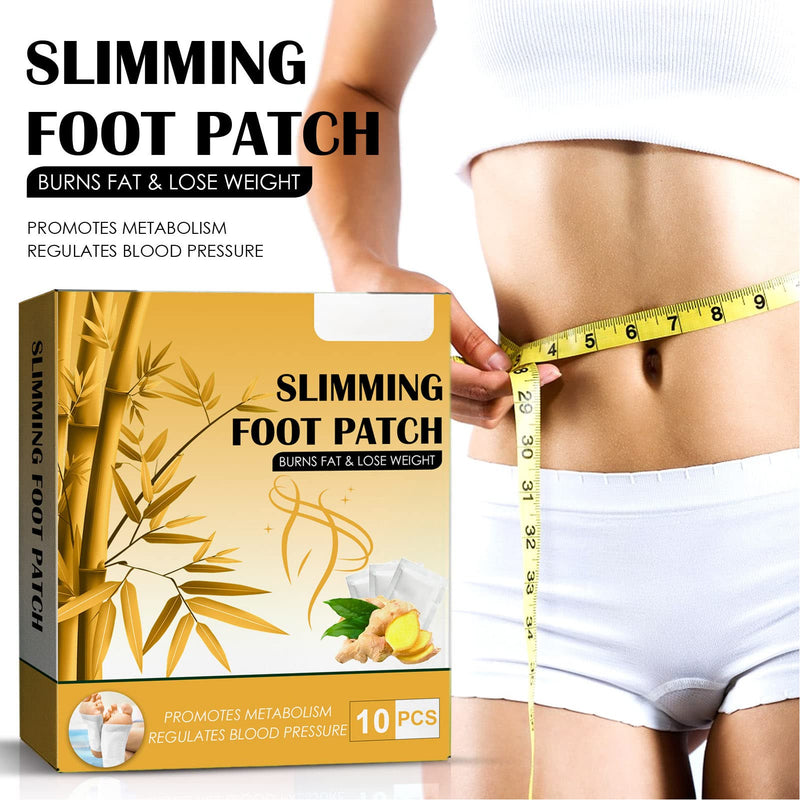 [Australia] - 10pcs Slim Patch, Ginger Slimming Foot Patch Stress Relief Fat Burning Weight Loss Body Shaping Detox Foot Pad for Home and Travel Use 