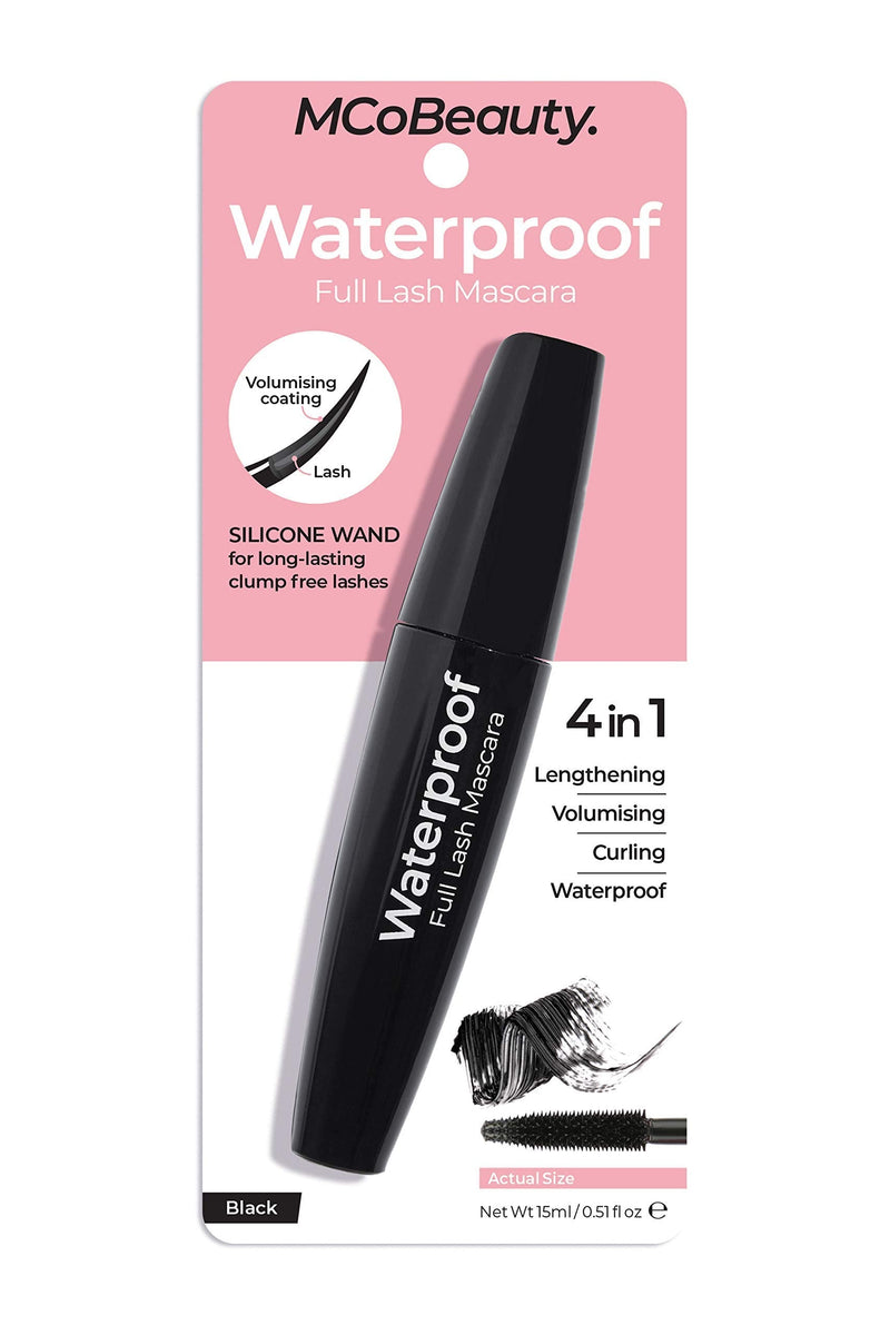 [Australia] - MCoBeauty Waterproof Full Lash Mascara 4 in 1 Silicone Wand Volumising Long Lasting for Natural & Voluminous Eyelashes Smudge Proof No Flaking Charming Eye Makeup Mascara, Black, 15 ml / 0.51 fl oz 