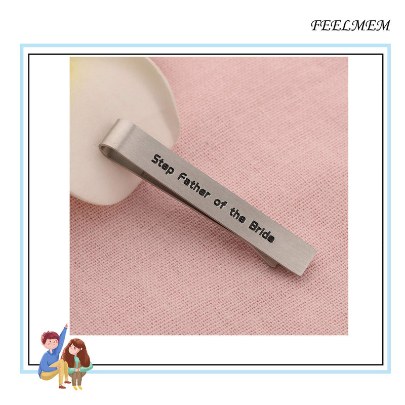 [Australia] - FEELMEM Step Father of The Bride Gifts Stepdad Wedding Gift DNA Doesn't Make You Family Love Does Stainless Steel Tie Clips Gift for Stepfather from Bride silver 