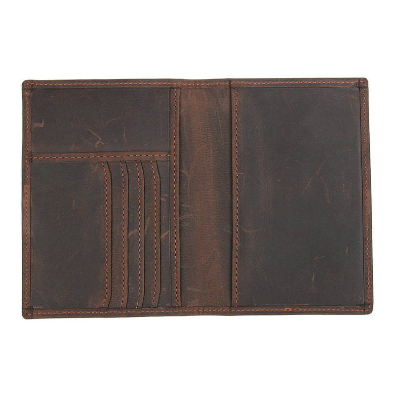 [Australia] - RFID Blocking Passport Holder Travel Wallet - Genuine Leather Dark Brown Bifold Wallet 