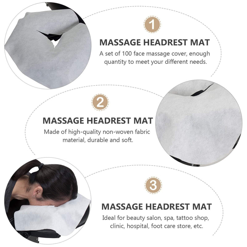 [Australia] - Ciieeo White Bed Sheet 100Pcs Disposable Face Massage Pads Face Cradle Covers Massage Face Covers for Massage Tables& Massage Chairs Round Pillow Covers 