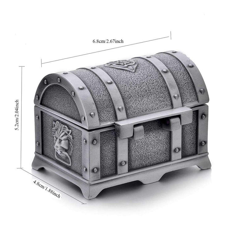 [Australia] - AVESON Rectangle Vintage Metal Treasure Chest Trinket Jewelry Box Gift Box Ring Case for Girls Ladies Women, Small, Tin Color 