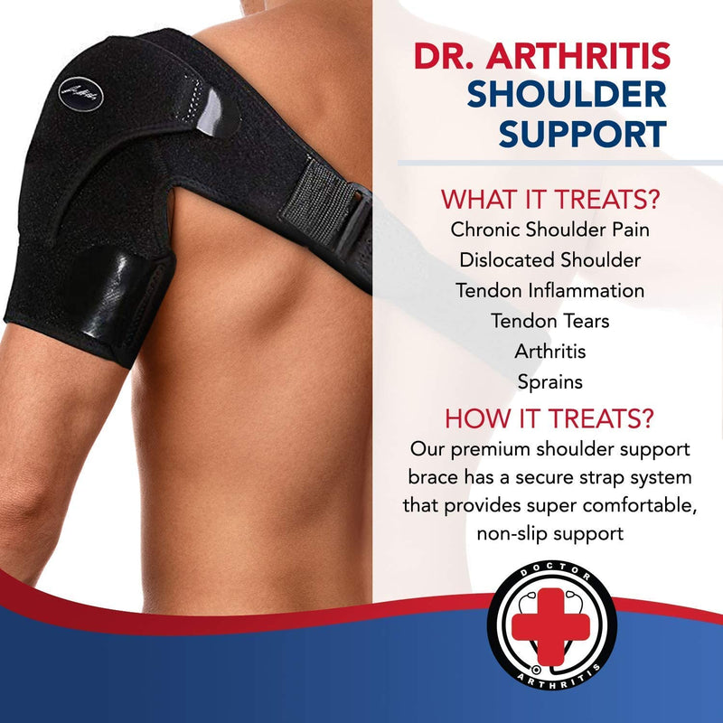 [Australia] - Bundle: Heat Therapy Arthritis Gloves (Lavender Scented, Universally Sized, 1 Pair, Blue) + Shoulder Support (Black) 