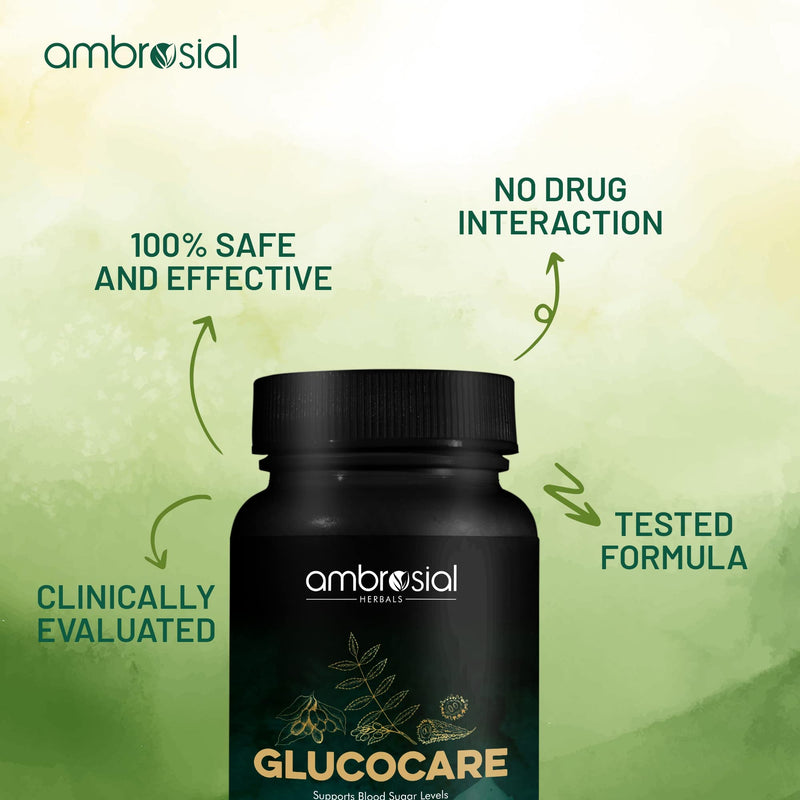 [Australia] - Ambrosial Glucocare | Bitter Melon | Neem | Black Plum (Jamun) | Sugar & Diabetes Support | Helps in Balancing Blood Sugar | 100 % Natural Ingredients | 60 Tablets 