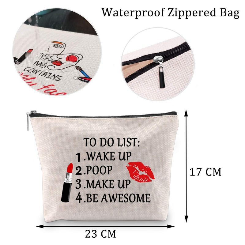 [Australia] - MBMSO To Do List Cosmetic Bag Funny Makeup Bag be Awesome Gifts Inspirational Gifts Travel Bag for Makeup (Cosmetic Bag) 