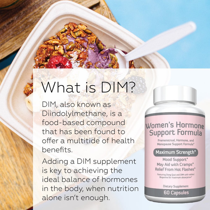 [Australia] - Women's Hormone Support Formula – Extra Strength DIM 200mg with BioPerine, Dong Quai, Vitamin E, Balance Hormones, Estrogen Metabolism, Mood Support, PMS Relief, Menopause Relief, 2 Month Supply 