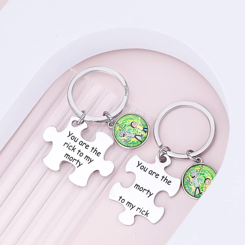 [Australia] - G-Ahora Rick and Morty Friendship Puzzle Keychain You are The Rick to My Morty Jewelry Gift for Best Friends Ti-kpr-rick Morty 