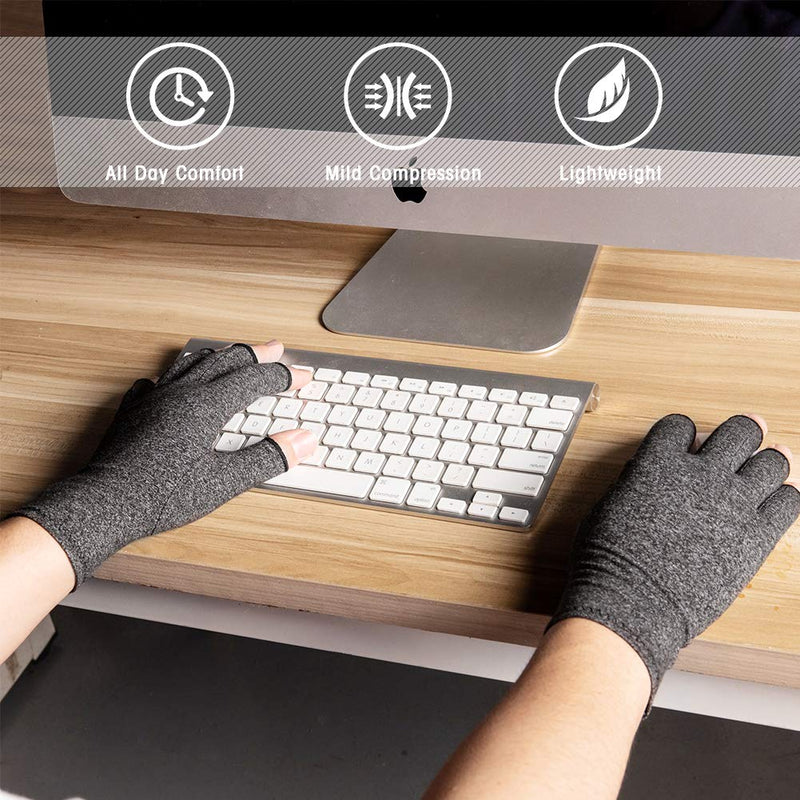 [Australia] - HENOTIC Arthritis Compression Gloves for Women Men, Fingerless Breathable & Moisture Wicking Compression Gloves for Relieving Carpal Tunnel Aches, Rheumatoid Pains, Joint Swell One Pair Large (1 Pair) 