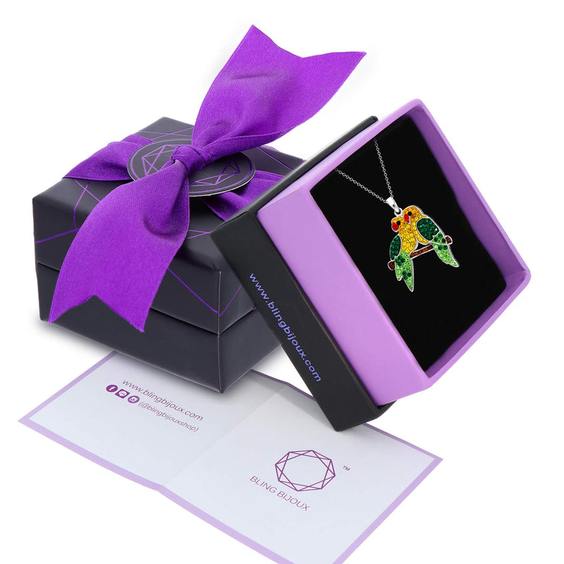 [Australia] - Crystal Scarlet Macaw Bird Parrot Pendant Necklace, Never Rust 925 Sterling Silver for Women, Girls & Teens, Natural & Hypoallergenic Chain with Free Breathtaking Gift Box for Special Moments of Love 