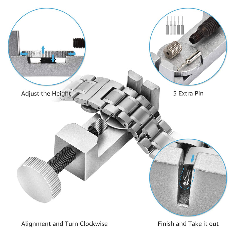 [Australia] - Watch Repair Kit - EasyTime Professional Watch Band Link Removal Tool, Watch Strap Remover Tool Kit, with Spring bar Tool Set, 108PCS Watch Pins for Watch Band Adjustment, Resizing and Replacement 