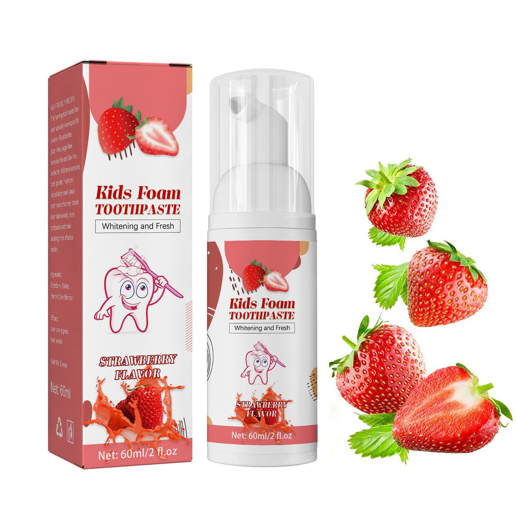 [Australia] - Rosarden Kids Foam Toothpaste, Children's Toothpaste Teeth Whitening Foam Toothpaste Low Fluoride for U Shaped Toothbrush Electric Toothbrush for Children Kids Age for 3 and Up (Strawberry) 