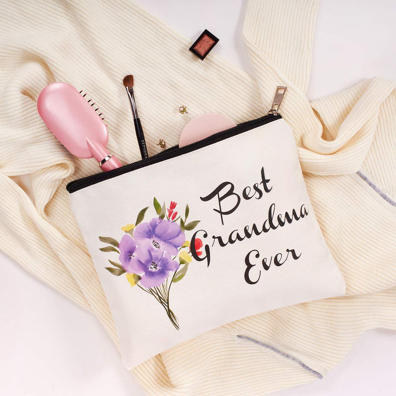 [Australia] - Grandma Gifts Best Grandma Ever Makeup Bag Grandmother Birthday Gifts Nana Gift for Mom from Granddaughter Mother's Day Gifts Cosmetic Bag Travel Makeup Pouch 