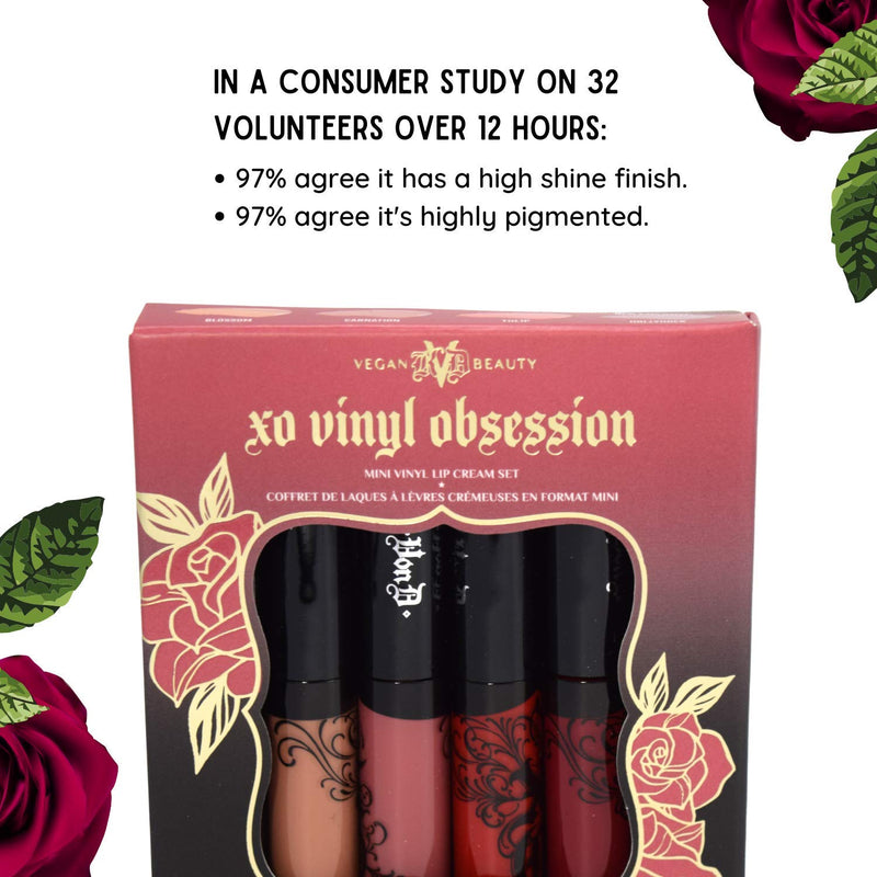 [Australia] - Kat Von D Mini XO Vinyl Lip Creme Lip Gloss Liquid Lipstick Obsession Set - Blossom, Carnation, Tulip, Hollyhock 