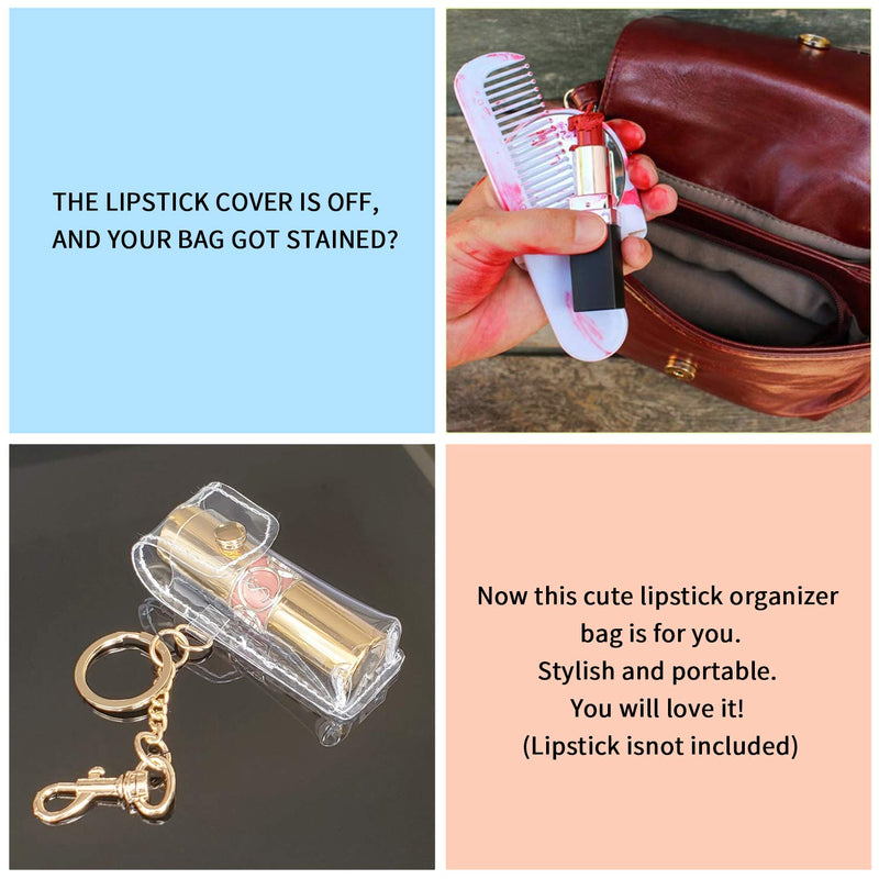 [Australia] - Patty Both Fashion Lipstick Keychain Holder Lipstick Case Holder Lip Balm Holder with Key Chain, Portable 1 Pack 