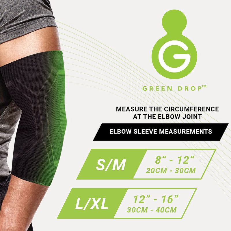 [Australia] - Green Drop Professional Elbow Brace - Compression Sleeve Support for Men & Women - Breathable Patented Medical Grade Natural Relief Herb-Infused Support for Sports, Tennis, Injury Recovery, Arthritis Small / Medium 