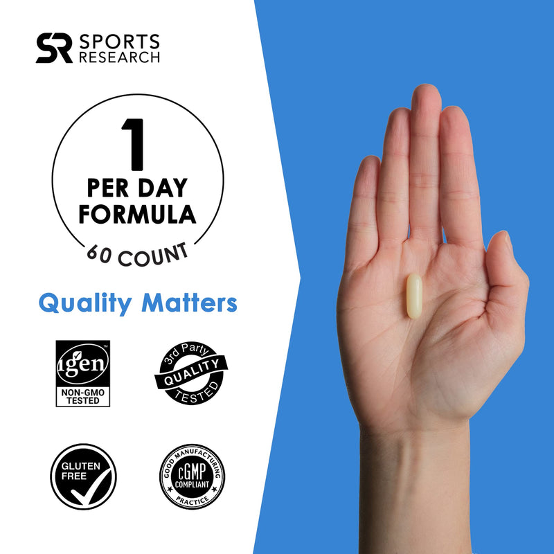 [Australia] - Sports Research Double Strength ‘Suntheanine’ L-Theanine with Organic Coconut Oil - Promotes Alertness & Relaxation without Drowsiness - 200mg L Theanine Supplement - 60 Softgel Capsules for Adults 