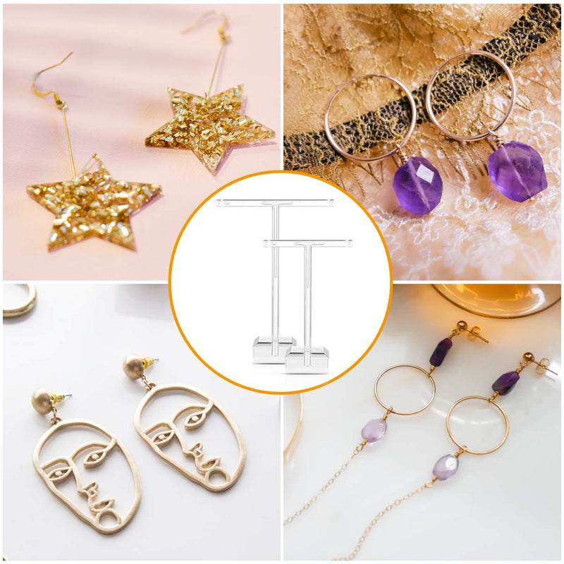 [Australia] - Cabilock 4Pcs Acrylic Earrings Stand Holder T-shape Ear Studs Display Rack Jewelry Tree Stand Organizer (Transparent) 