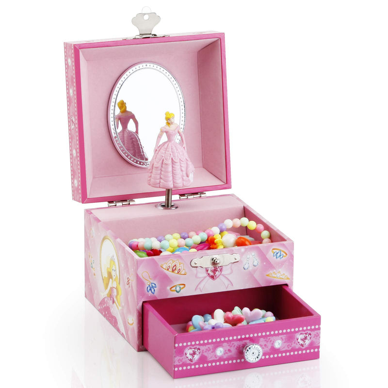 [Australia] - Kids Musical Jewelry Box for Girls with Drawer and Jewelry Set with Cute Princess Theme - Beautiful Dreamer Tune Pink 