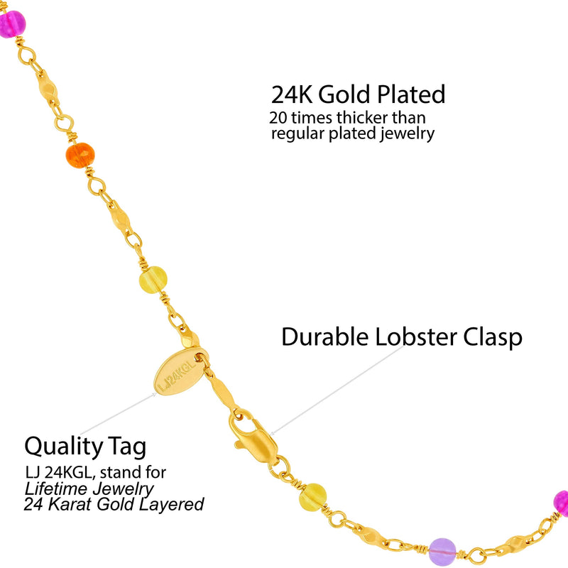 [Australia] - Lifetime Jewelry Ankle Bracelets for Women and Teen Girls [ Durable & Cute Colorful Balls Gold Anklet ] up to 20X More 24k Plating Than Other Foot Chains - 9 10 11 inch 9.0 Inches 