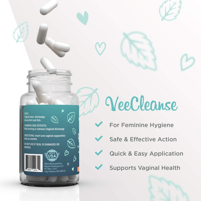 [Australia] - VeeFresh - VeeCleanse Boric Acid Vaginal Suppositories - Vaginal pH Balance Suppositories - Vaginal Odor Control - Feel Fresh, Feminine and Confident 