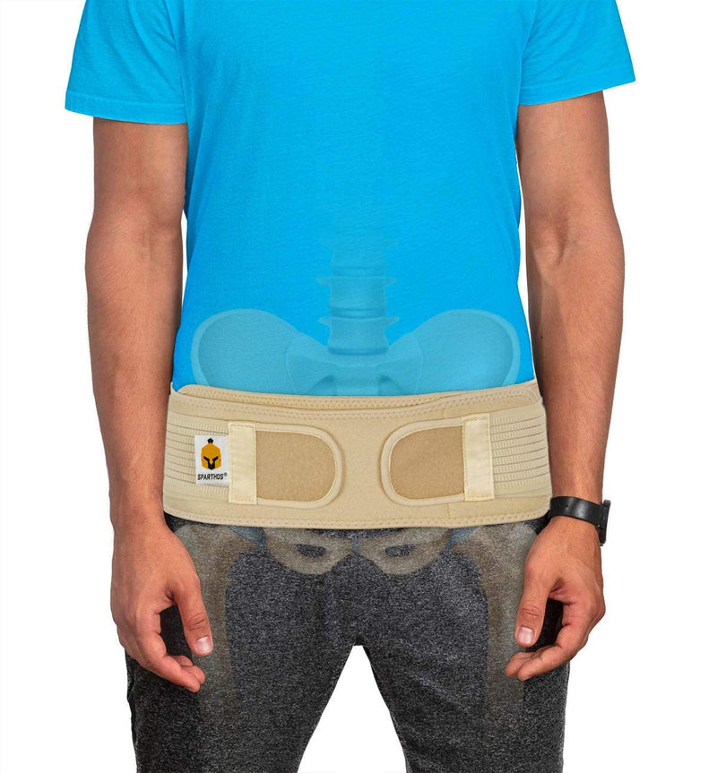 [Australia] - Sparthos Sacroiliac Si Hip Belt [Size Regular - Beige] + Sparthos Ice Packs for Injuries [Size Large + Cover] 