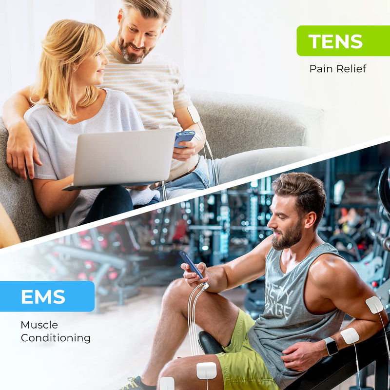 [Australia] - AUVON 2-in-1 TENS Unit Muscle Stimulator for Pain Relief with 24 Modes, Muscle Stimulator with Dust-Proof Bag, Cable Ties and 8 Replacement Pads 