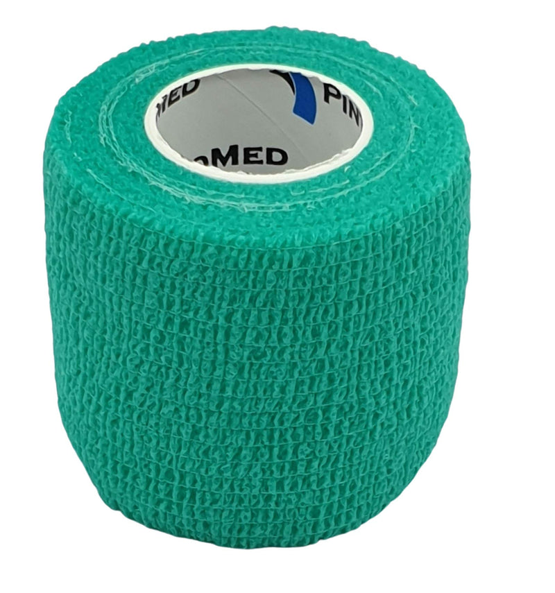 [Australia] - PintoMed - Green Cohesive Bandage Stretched 6 Rolls x 5cm x 4.5m Self-Adhesive Flexible Bandages, Professional Quality, First Aid Sports Wrap Bandages - Pack of 6 