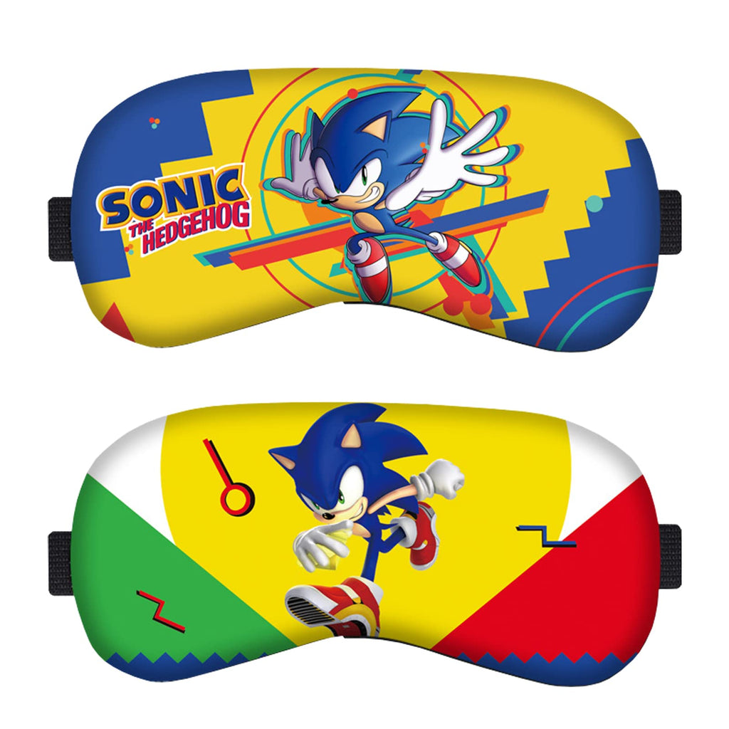 [Australia] - 2 pcs Sonic Eye Mask ATVOYO-Sonic Hedgehog Eye Mask 3D Printed Cartoon Eye Mask with Elastic Strap Soft Fluffy Sleep Hood Boys Girls Children Sleep Travel Eye Mask 