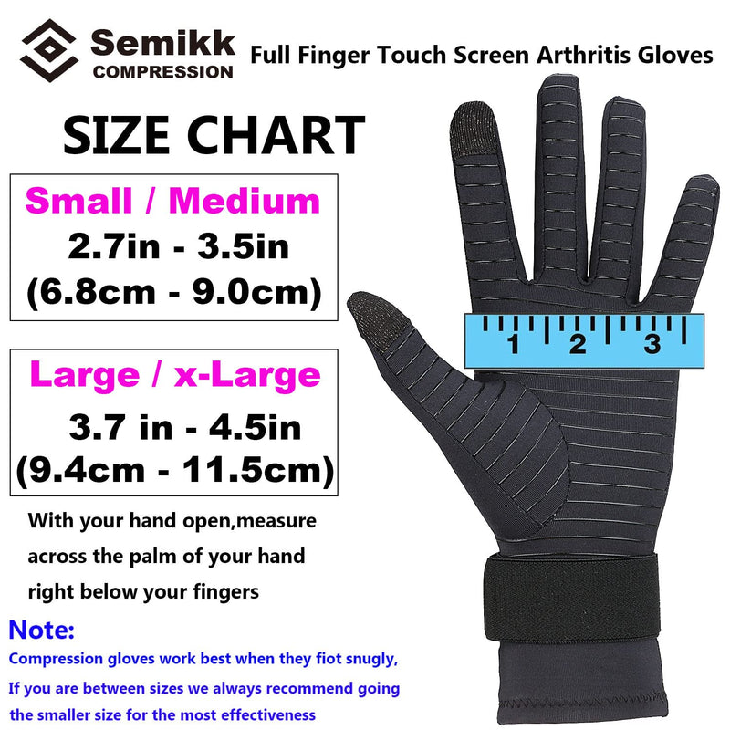 [Australia] - 2 Pairs Full Finger Arthritis Gloves for Women and Men, Copper Compression Gloves for Wrist Support with Adjustable Strap Small-Medium 