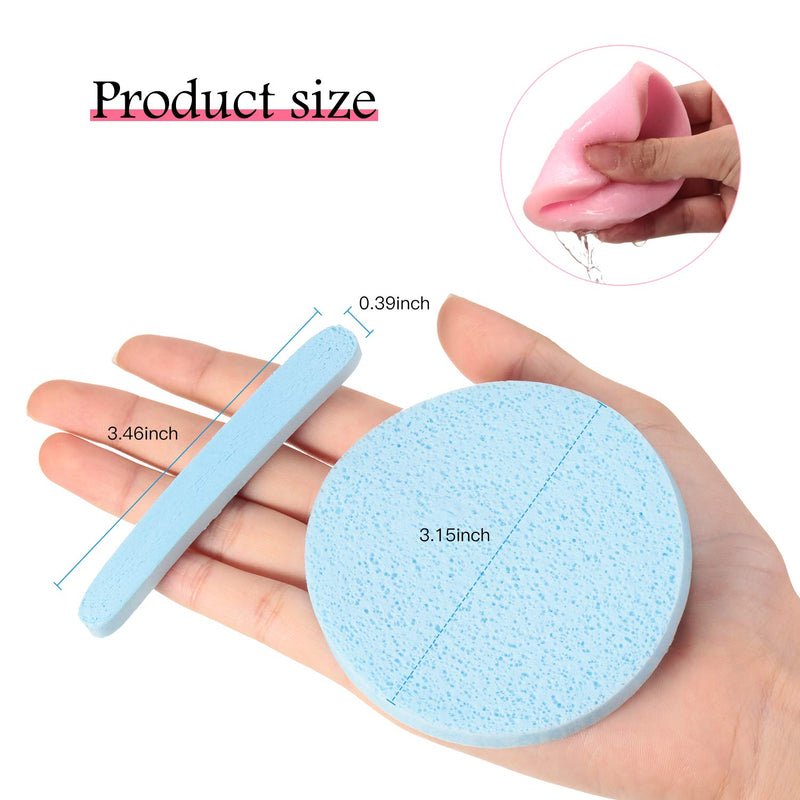 [Australia] - 120 Pieces Compressed Facial Sponge Face Cleansing Sponge Makeup Removal Sponge Pad Exfoliating Wash Round Face Sponge (Pink, Yellow, Blue) Pink, Yellow, Blue 