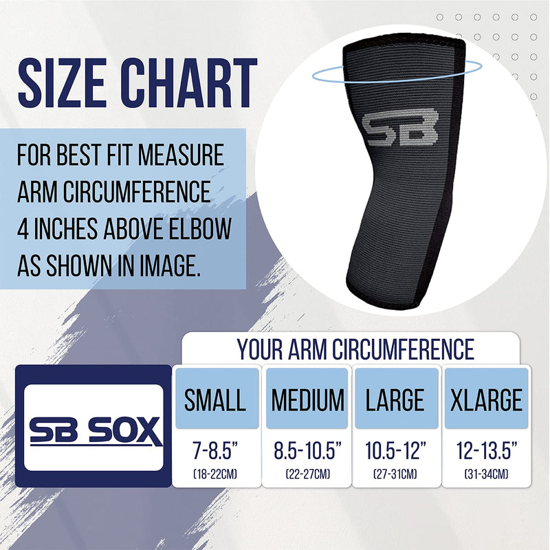 [Australia] - SB SOX Compression Elbow Brace (Pair) – Great Support That Stays in Place – for Tennis Elbow, Tendonitis, Arthritis, Golfers Elbow – Perfect for Weightlifting, Sports, Any Use Solid - Black Large 