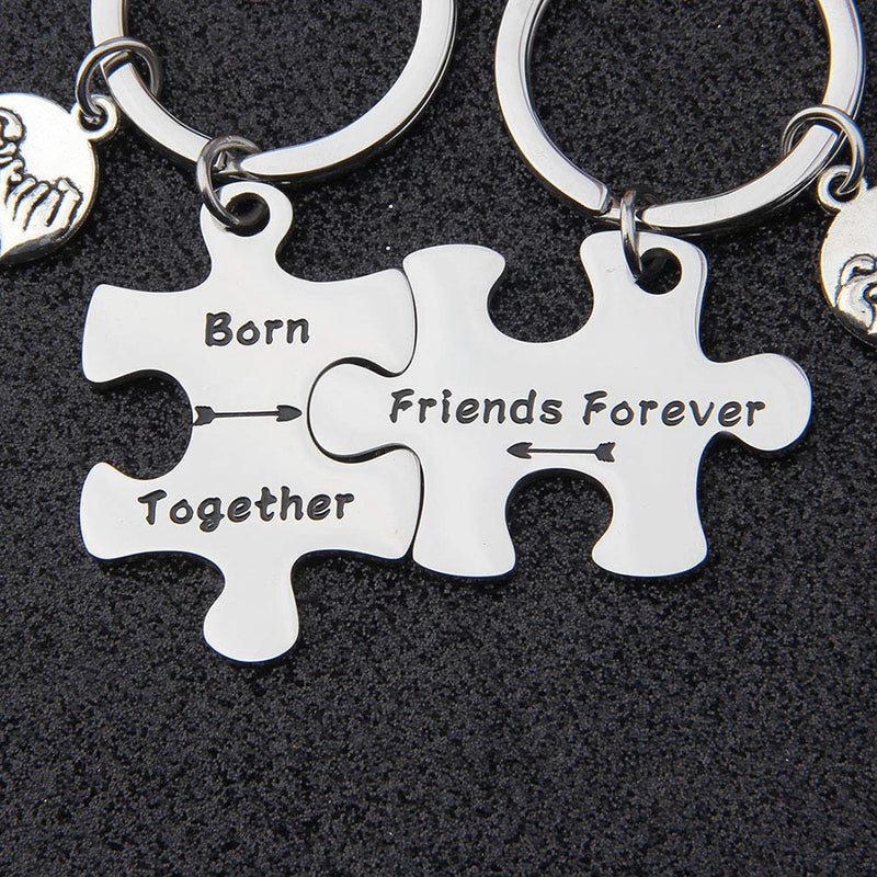 [Australia] - bobauna Born Together Friends Forever Puzzle Piece Keychain Set Gift For Twin Sisters Brothers BFF born together keychain set 