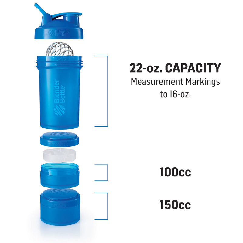 [Australia] - BlenderBottle Shaker Bottle with Pill Organizer and Storage for Protein Powder, ProStak System, 22-Ounce, Pebble Grey 
