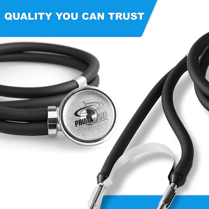 [Australia] - Primacare DS-9298 Black Medical Clock Stethoscope with Analog Watch, 22" Tubing Convertible Regular Sprague Rappaport Stethoscopes, First Aid Emergency Essential Kits with Headset 