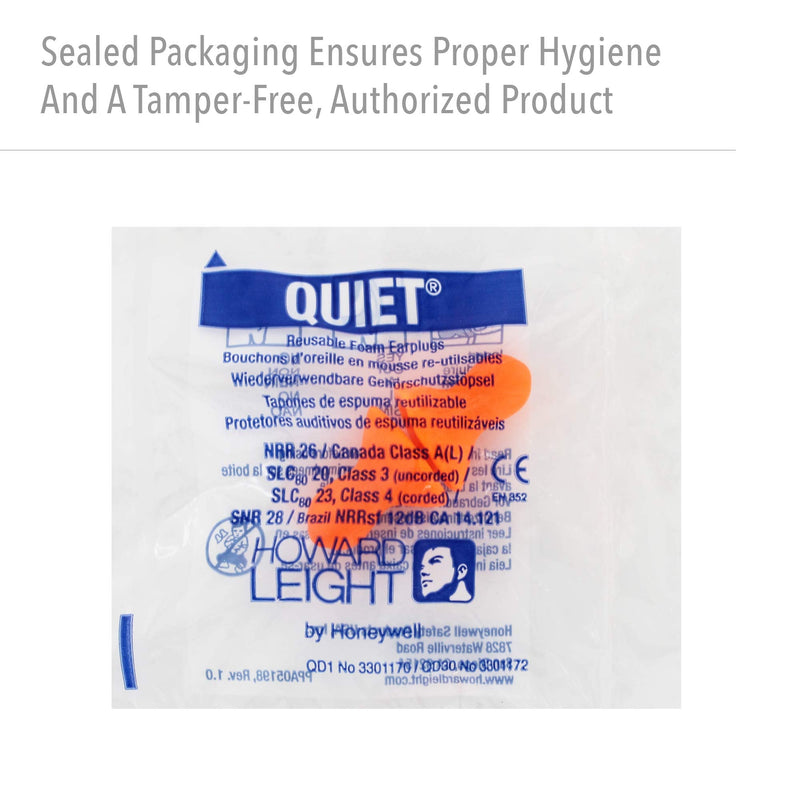 [Australia] - Honeywell Howard Leight by Quiet Reusable Earplugs, 100 Pairs (QD1), Orange 