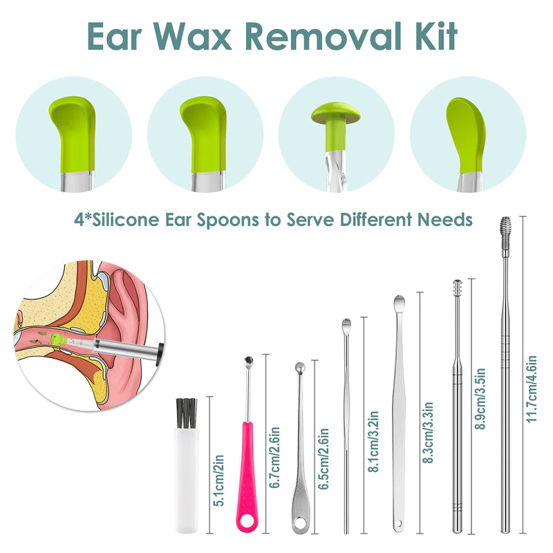 [Australia] - Ear Wax Removal Tool Camera, Smart Visual Ear Cleaner, 1296P FHD Wireless Ear Otoscope with 6 LED Lights, IP67 Waterproof WiFi Ear Cleaning Kit, Ear Camera for iPhone, iPad, Android Smart Phone, Black 
