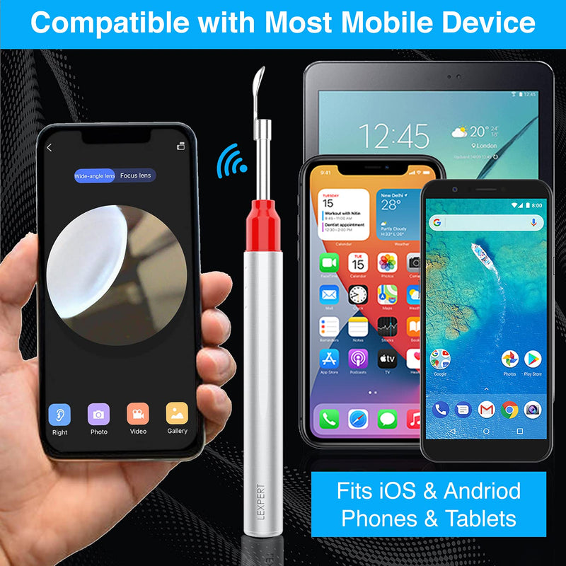 [Australia] - Ear Wax Removal Otoscope Wireless with Free Container and Ear Pick Set - Earwax Remover Tool - Ear Cleaner with Camera - 1080p with 6 LED Lights - Visual Ear Camera Safe Ear Pick Ear Cleaning 