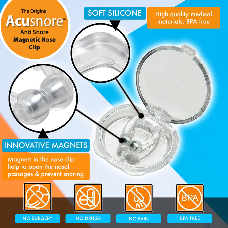 [Australia] - Acusnore Anti Snore Magnetic Nose Clip- Stop Snoring Device Comfortable Silicone with Travel Carry Case 