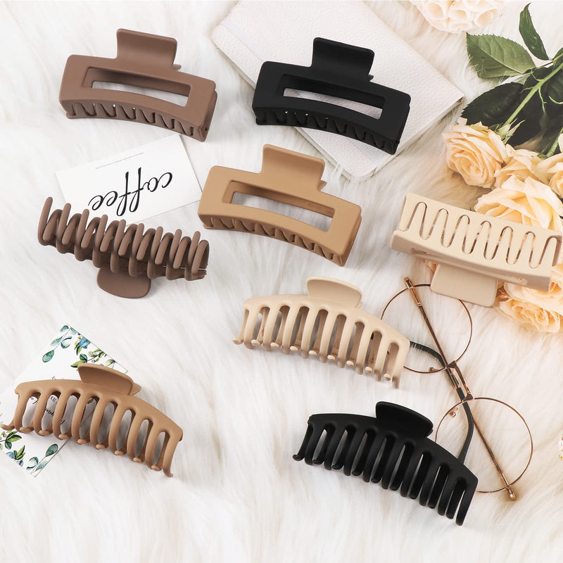 [Australia] - Zou.Rena Hair Claw Clips for Women Long Thick Hair 4.3 Inch(11 cm), Large Matte Hair Clips, Polycarbonate Material Claw for Girls Non-Slip 8 Pieces (Neutral) Neutral 