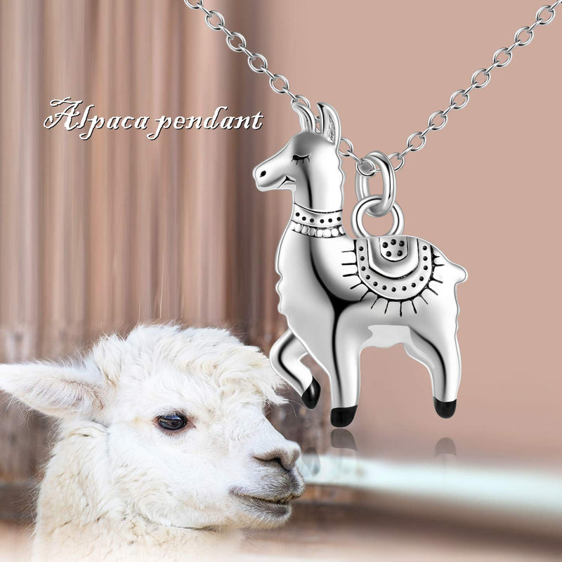 [Australia] - ONEFINITY Animal Necklace Sterling Silver Llama/Panda/Elephant/Squirrel Necklace Cute Animal Pendant Jewelry for Women Gifts Alpaca llama 