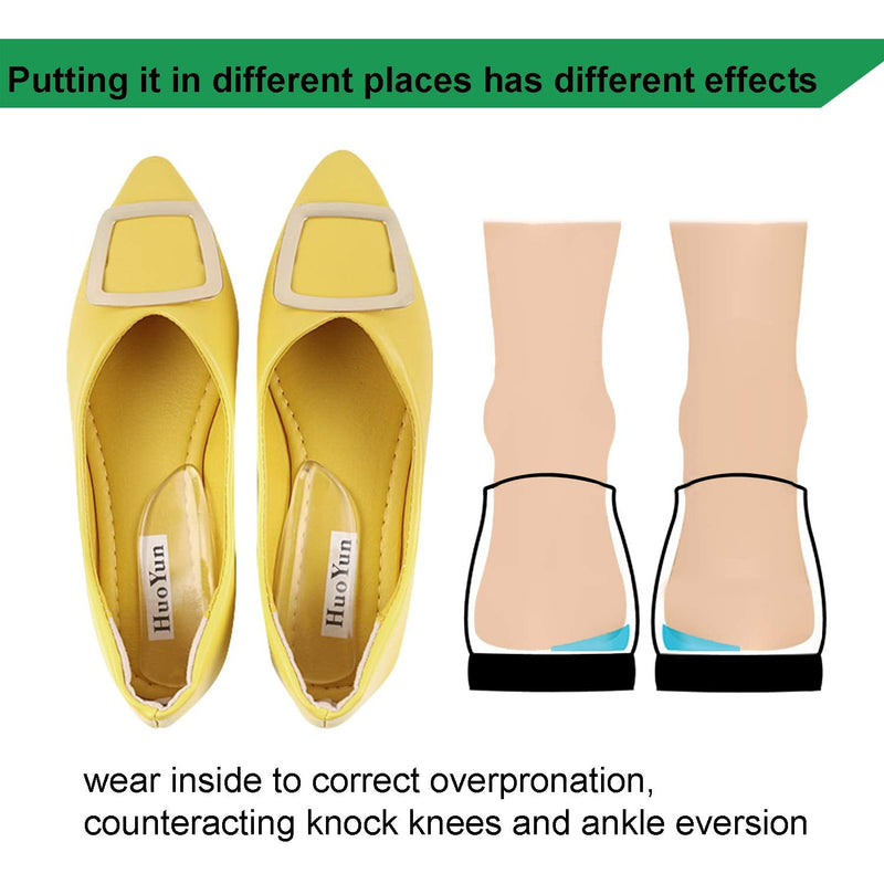 [Australia] - 2 Pairs Medial & Lateral Heel Wedge Silicone Insoles - Corrective Adhesive Shoe Inserts for Foot Alignment, Knock Knee Pain, Bow Legs, Osteoarthritis for Men and Women 