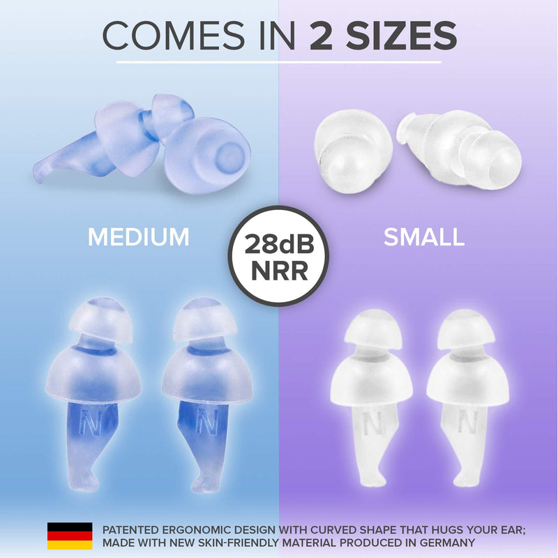 [Australia] - Ear Plugs for Sleeping by LaloLab | 2 Sizes Comfortable Reusable Noise Cancelling Earplugs for Sleep & Snoring, Travel, Work | Up to 28 dB NRR | Case & Gift Box | 2 Pairs, Medium & Small Sizes 5 Count (Pack of 1) 