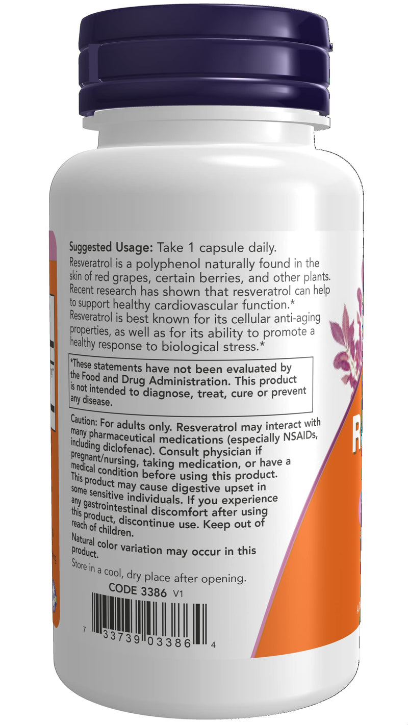 [Australia] - NOW Supplements, Extra Strength Resveratrol 350mg, Natural Trans Resveratrol from 700 mg Japanese Knotweed Extract, 60 Veg Capsule 